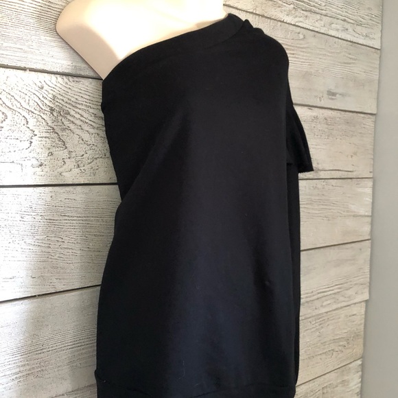 Zara Black Sweatshirt One Shoulder Ruffled Size Small - Picture 3 of 5